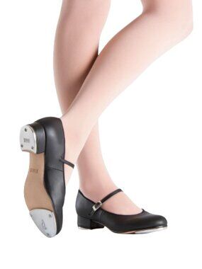 BLOCH Tap Mary Jane Shoes Womens 7.5 Techno Black Leather Dance Hoofing Practice